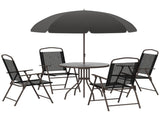 6 Piece Garden Dining Set with Umbrella, Patio Sets with Parasol with 4 Folding Dining Chairs & T3398P314216
