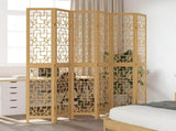Room Divider 6 Panels Brown Solid Wood Paulownia 358876