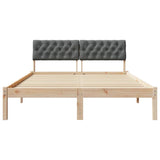 Bed frame Brown and dark grey 160 x 200 cm Solid pine wood 878595