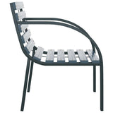 Garden Chair Set of 2 Grey Wood and Steel Medium Durable 47938