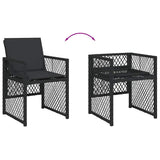 11 Piece Garden Dining Set with Cushions Black Poly Rattan 3210787