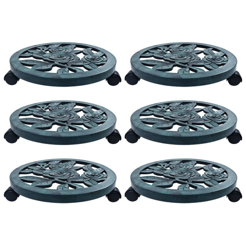 ZNTS Plant Trolleys 6 pcs Green 38 cm Plastic 48228