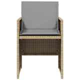 5 Piece Garden Dining Set with Cushions Mix Beige Poly Rattan 365088