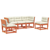 5 Piece Garden Sofa Set with Cushions Wax Brown Solid Wood Pine 3216977