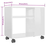 ZNTS Side Table High Gloss White 70x35x55 cm Engineered Wood 802126