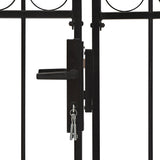 Fence Gate Double Door with Arched Top Steel 400x175 cm Black 143095