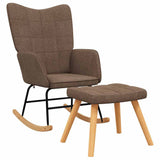 Rocking Chair with a Stool Brown Fabric 328021