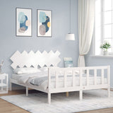 Bed Frame without Mattress White King Size Solid Wood Pine 3193472