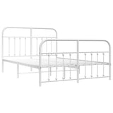 Metal Bed Frame without Mattress with Footboard White 135x190cm 352644
