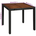 5 Piece Outdoor Dining Set Poly Rattan and Acacia Wood Black 43934
