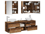 Bathroom Cabinet Set 5 pcs Old Wood 53 x 15.5 x 70 cm 3406693