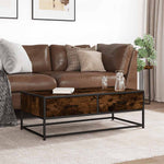 ZNTS Coffee Table Smoked Oak 100x50x35 cm Engineered Wood and Metal 848781