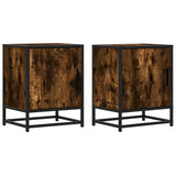 Bedside Cabinets 2 pcs Smoked Oak 40x31x50 cm Engineered Wood and Metal 848714