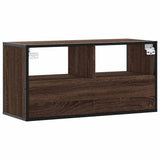 TV Cabinet Brown Oak 80x31x39.5 cm Engineered Wood and Metal 848923