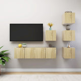 6 Piece TV Cabinet Set Sonoma Oak Engineered Wood 3079035