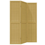 Room Divider 3 Panels Brown Solid Wood Paulownia 358813