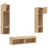 6 Piece TV Wall Units with LED Sonoma Oak Engineered Wood 3216624