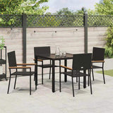 Garden Dining Set 5 pcs Black Poly Rattan 3365387