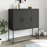 Highboard Black Steel Medium Highboard Rectangular Industrial 846536