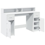 ZNTS Desk with LED Lights White 140x55x91 cm Engineered Wood 3309420