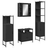 4 Piece Bathroom Cabinet Set Black Engineered Wood 3214765