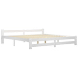 Bed Frame White Solid pine wood, plywood 200x200 cm Durable 322004