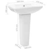 143003 Freestanding Basin with Pedestal Ceramic White 580x470x200 mm