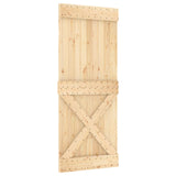 Sliding Door Natural and White 85 x 210 cm Solid Pine Wood 3444943