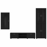 TV Cabinet Set with Drawer FLORIN 3 pcs Black Engineered Wood 3397965