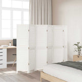 Room Divider 6 Panels White Solid Wood Paulownia 358841