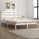 3103669 Bed Frame without Mattress White Solid Wood 200x200 cm