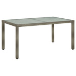Garden Table 150x90x75 cm Tempered Glass and Poly Rattan Grey 316707