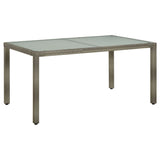 Garden Table 150x90x75 cm Tempered Glass and Poly Rattan Grey 316707