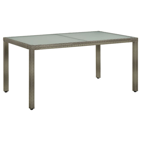 Garden Table 150x90x75 cm Tempered Glass and Poly Rattan Grey 316707