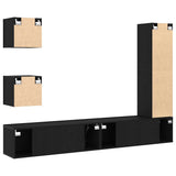 TV Cabinet Set Wall-mounted 6 pcs Black oak 160 x 30 x 30.5 cm 3393460