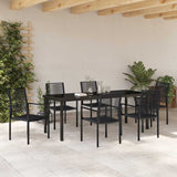 Garden Dining Set 7 pcs Black Powder-Coated Steel 3379168