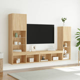 4 Piece TV Wall Units with LED Sonoma Oak Engineered Wood 3216656