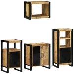 Bathroom Furniture Set with Shelf 4 pcs Brown Solid Mango Wood 3305670