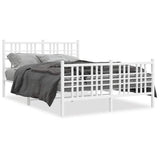Metal Bed Frame without Mattress with Footboard White 120x190cm 376388