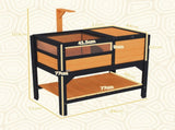 Wooden Tortoise House, with Shelter, Run, Shelf, Lamp Holder, Tray, Yellow T3398P350002