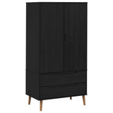 Wardrobe MOLDE Black 90 x 55 x 175 cm Solid Pine Wood 42020940