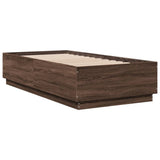 Bed Frame with LED without Mattress Brown Oak 90x190 cm Single 3209666