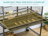Large Bird Cage Budgie Cage with Stand, Storage Shelf, Wood Perch for Parrot Canary Parakeet T3398P376240