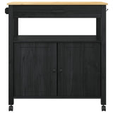 Kitchen Trolley MONZA Black 84 x 40 x 88.5 cm Solid Pine Wood 42027040