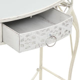 Side Table French Style Metal 82x39x76 cm White 245935
