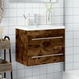 Bathroom Sink Cabinet with Built-in Basin Smoked Oak 3278773