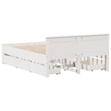 Bed Frame without Mattress with Headboard White 140x200 cm Solid Wood Pine 3308766