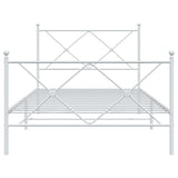 Metal Bed Frame without Mattress with Footboard White 100x190cm 376563