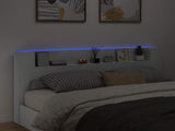 Storage Headboard with LED White Engineered Wood 3418700