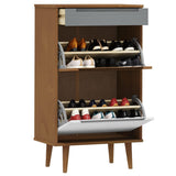 Shoe Cabinet MOLDE Brown 59,5x35x103 cm Solid Wood Pine 350525